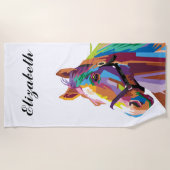 Persoonlijke kleurrijke Pop Art Horse Strandlaken (Voorkant)