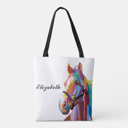 Persoonlijke kleurrijke Pop Art Horse Tote Bag (Achterkant)
