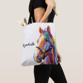 Persoonlijke kleurrijke Pop Art Horse Tote Bag (Dichtbij)