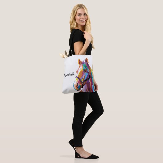 Persoonlijke kleurrijke Pop Art Horse Tote Bag (Op model)