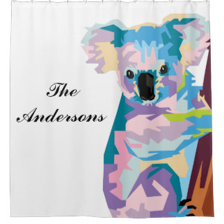 Persoonlijke kleurrijke Pop Art Koala Douchegordijn