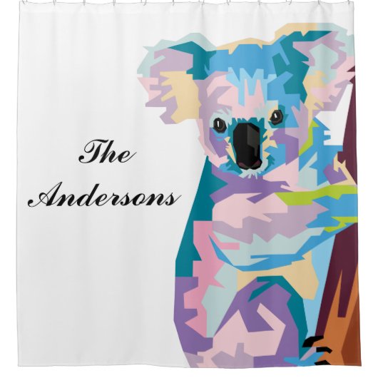Persoonlijke kleurrijke Pop Art Koala Douchegordijn (Voorkant)
