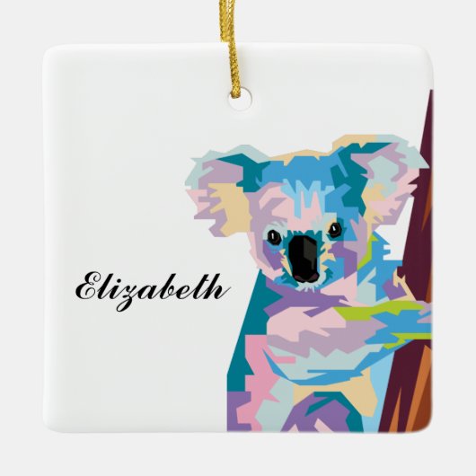 Persoonlijke kleurrijke Pop Art Koala Keramisch Ornament (Voorkant)
