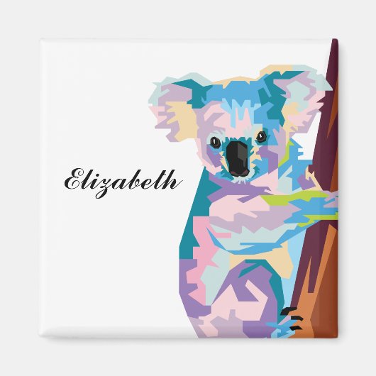 Persoonlijke kleurrijke Pop Art Koala Magneet (Voorkant)