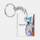 Persoonlijke kleurrijke Pop Art Koala Sleutelhanger (Voorkant Links)