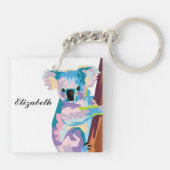 Persoonlijke kleurrijke Pop Art Koala Sleutelhanger (Achterkant)