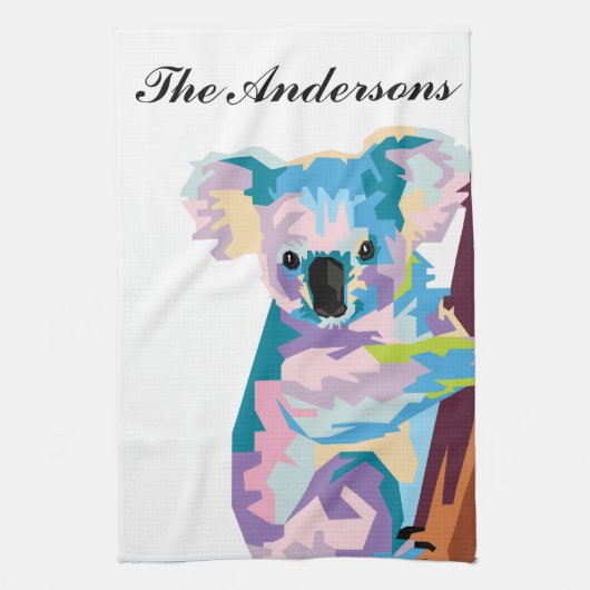 Persoonlijke kleurrijke Pop Art Koala Theedoek (Verticaal)