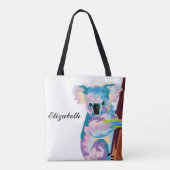 Persoonlijke kleurrijke Pop Art Koala Tote Bag (Achterkant)