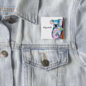 Persoonlijke kleurrijke Pop Art Koala Vierkante Button 5,1 Cm (In situ)