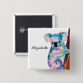 Persoonlijke kleurrijke Pop Art Koala Vierkante Button 5,1 Cm (Voorkant /achterkant)