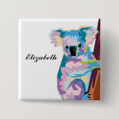 Persoonlijke kleurrijke Pop Art Koala Vierkante Button 5,1 Cm (Voorkant)