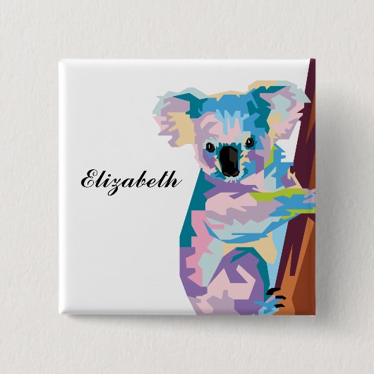 Persoonlijke kleurrijke Pop Art Koala Vierkante Button 5,1 Cm (Voorkant)