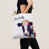 Persoonlijke kleurrijke Pop Art Koe Tote Bag (Dichtbij)
