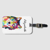 Persoonlijke kleurrijke Pop Art Wolf Bagagelabel (Voorkant (horizontaal))