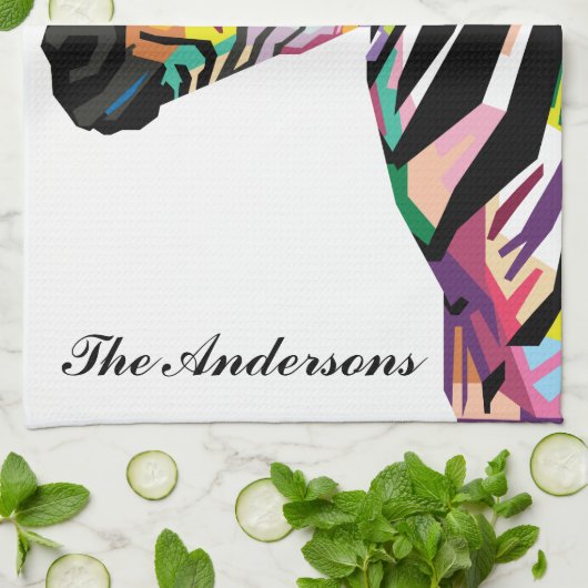 Persoonlijke kleurrijke Pop Art Zebra Theedoek (Gevouwen)