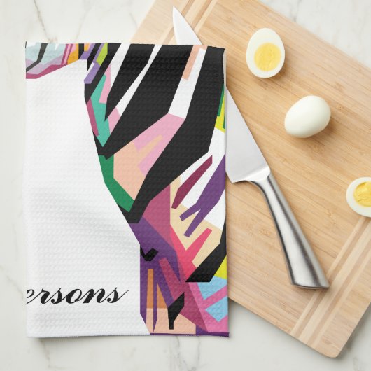 Persoonlijke kleurrijke Pop Art Zebra Theedoek (Quarter Fold)