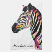 Persoonlijke kleurrijke Pop Art Zebra Theedoek (Verticaal)