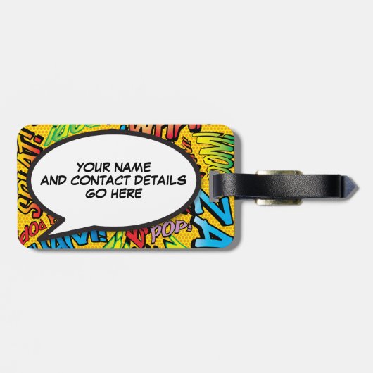 Persoonlijke Kleurrijke Pret Moderne Stripboek Bagagelabel (Achterkant horizontaal)