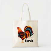 Persoonlijke kleurrijke Rooster Boerderij Canvas t Tote Bag (Voorkant)