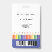Persoonlijke Kleurrijke School Docent Barcode ID Badge (Achterkant)