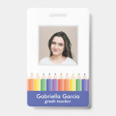 Persoonlijke Kleurrijke School Docent Barcode ID Badge (Voorzijde)