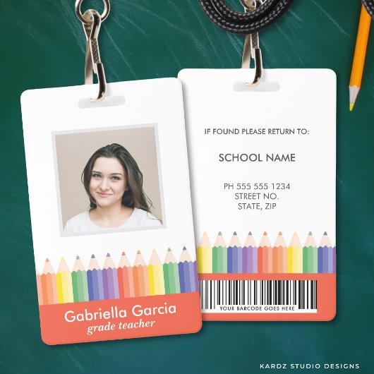 Persoonlijke Kleurrijke School Docent Code ID badg Badge