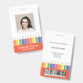 Persoonlijke Kleurrijke School Docent Code ID badg Badge (Voor- en achterkant)