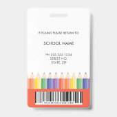 Persoonlijke Kleurrijke School Docent Code ID badg Badge (Achterkant)