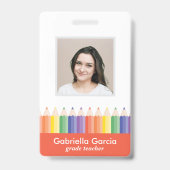 Persoonlijke Kleurrijke School Docent Code ID badg Badge (Voorzijde)