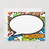 Persoonlijke Kleurrijke Stripboek Spreekwolk Notitiekaartje (Voorkant)