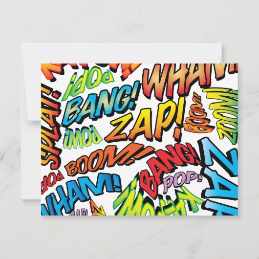 Persoonlijke Kleurrijke Stripboek Spreekwolk Notitiekaartje (Achterkant)