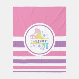 Persoonlijke kleurrijke Unicorn Fleece Deken
