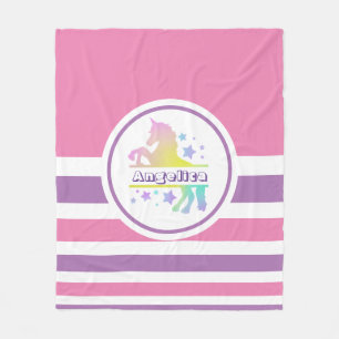 Persoonlijke kleurrijke Unicorn Fleece Deken