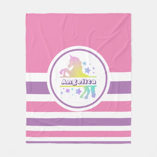 Persoonlijke kleurrijke Unicorn Fleece Deken (Voorkant)