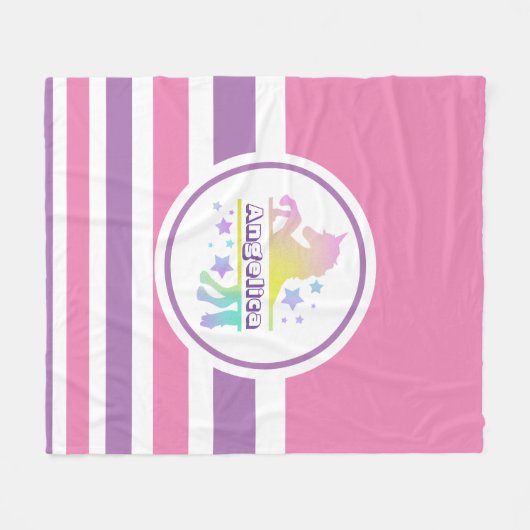 Persoonlijke kleurrijke Unicorn Fleece Deken (Voorkant (Horizontaal))