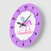 Persoonlijke kleurrijke Unicorn Grote Klok (Hoek)