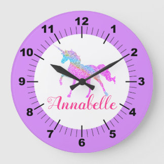 Persoonlijke kleurrijke Unicorn Grote Klok