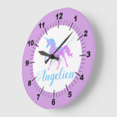 Persoonlijke kleurrijke Unicorn Grote Klok (Hoek)