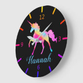 Persoonlijke kleurrijke Unicorn Grote Klok (Hoek)