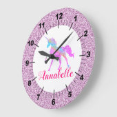 Persoonlijke kleurrijke Unicorn Grote Klok (Hoek)