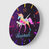 Persoonlijke kleurrijke Unicorn Grote Klok (Hoek)