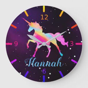 Persoonlijke kleurrijke Unicorn Grote Klok