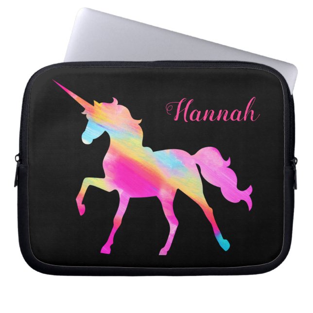 Persoonlijke kleurrijke Unicorn Laptop Sleeve (Voorkant)