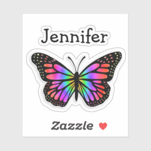Persoonlijke Kleurrijke Vlinder en Naam Sticker