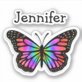 Persoonlijke kleurrijke vlinder en naam sticker (Voorkant)