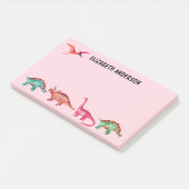 Persoonlijke kleurrijke Waterverf Dinosaur Girl Post-it® Notes (Schuin)