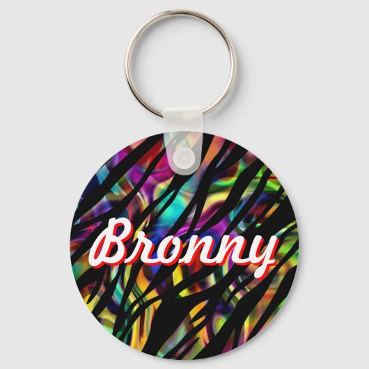 Persoonlijke kleurrijke Zebra Design Sleutelhanger (Voorkant)