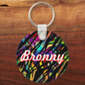 Persoonlijke kleurrijke Zebra Design Sleutelhanger (Voorkant)