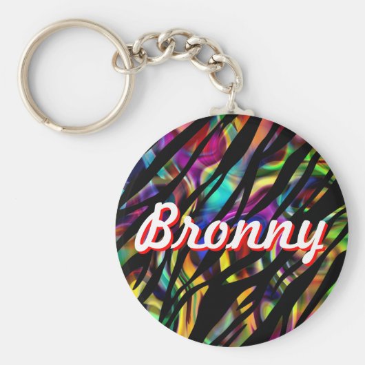 Persoonlijke kleurrijke Zebra Design Sleutelhanger (Voorkant)