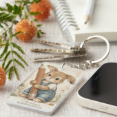 Persoonlijke kleuterklas knuffel konijn sleutelhanger (Voorkant Rechts)